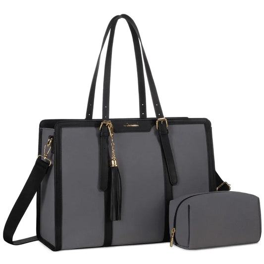 JMT-144650 Stylish 2-Piece Set PU Leather and Canvas Tote Bag for School, Shopping, and Casual Use, Versatile Crossbody and Shoulder Design for Women