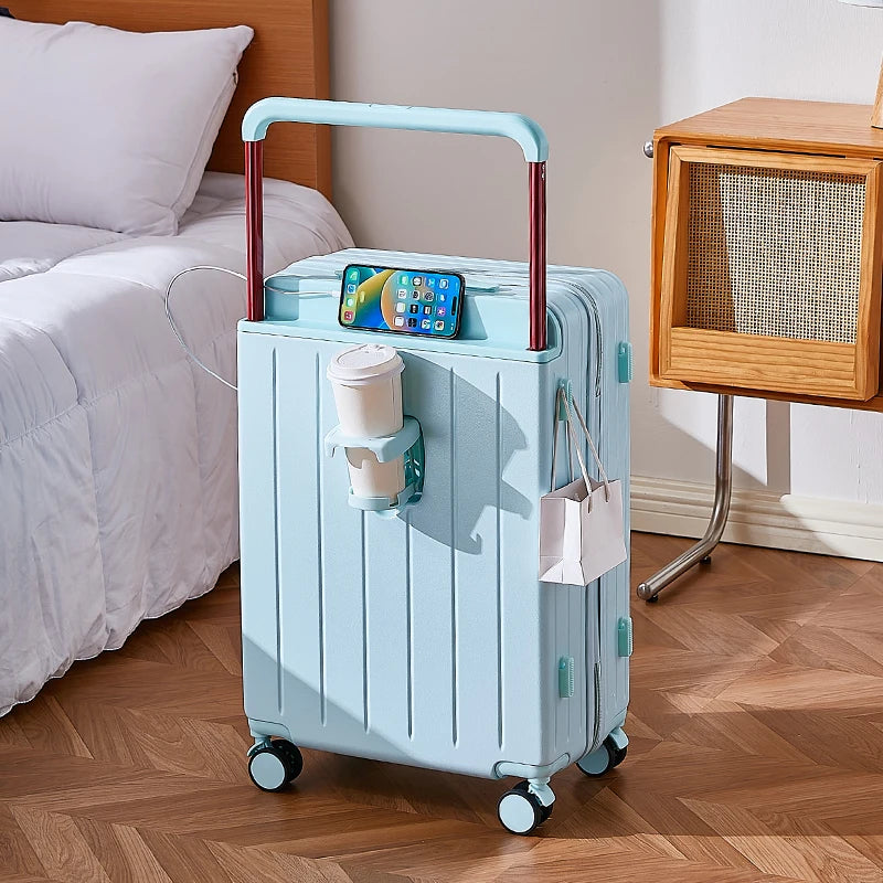 JMT-144714 Wide Handle Laptop Cabin Suitcase for Students - Travel Trolley Case with Easy Mobility