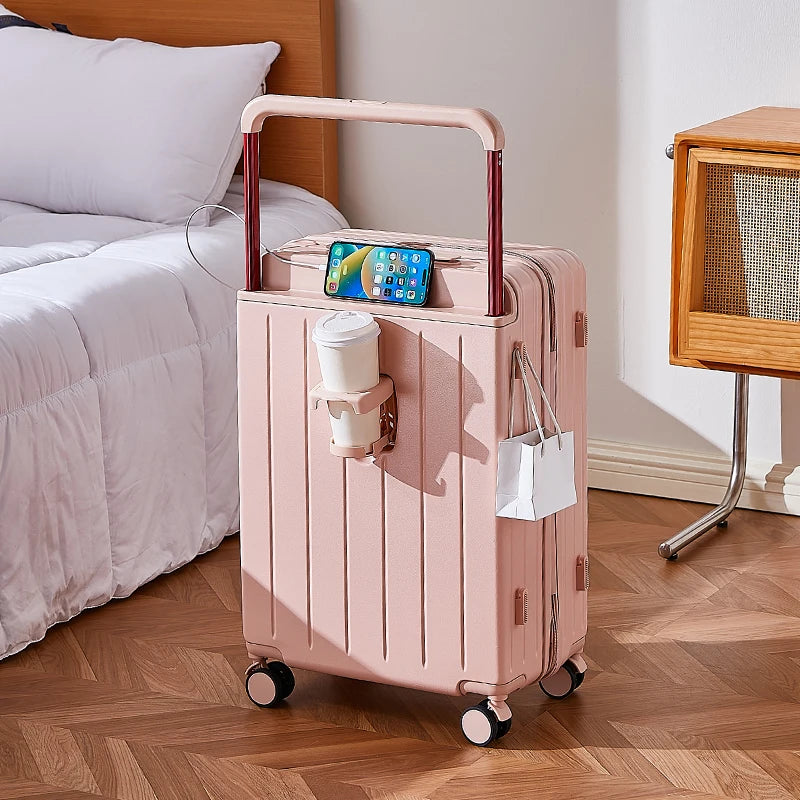 JMT-144714 Wide Handle Laptop Cabin Suitcase for Students - Travel Trolley Case with Easy Mobility