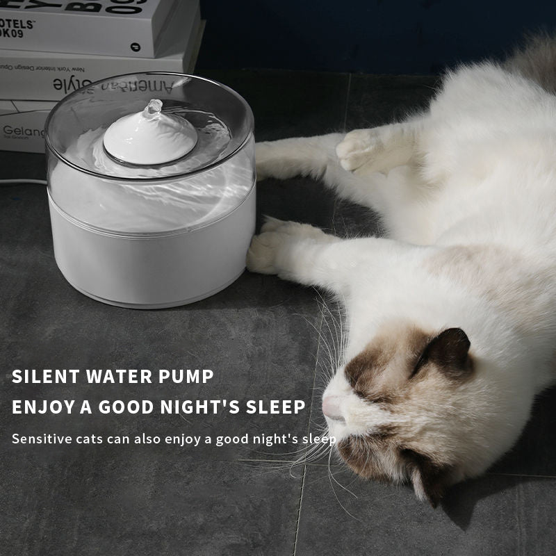 JMT-144842 Automatic Cat Water Fountain with Mobile Drinking Feature in White, Made of Durable ABS