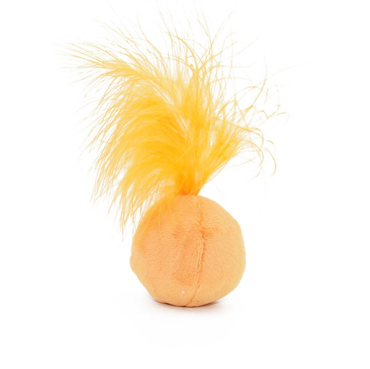 JMT-144970 Vocal Catnip Ball Toy with Feather for Cats - Crystal Flannel & Fiber Cotton - 14G Diameter