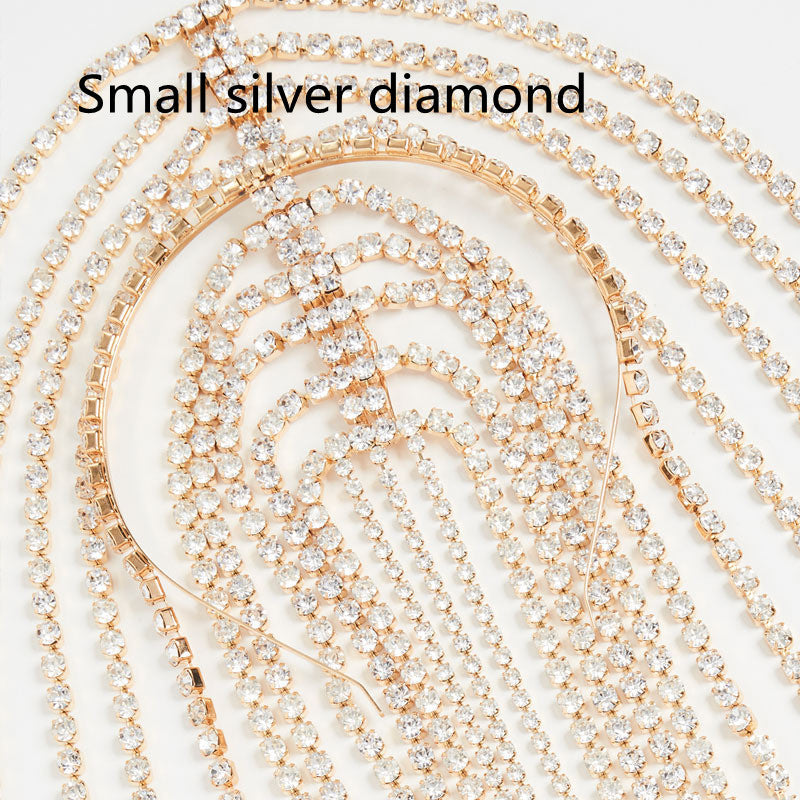 JMT-145354 Crystal-Studded Alloy Headband for Women - Geometric Design Available in Gold and Silver Options