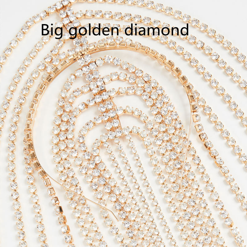 JMT-145354 Crystal-Studded Alloy Headband for Women - Geometric Design Available in Gold and Silver Options