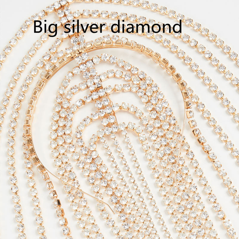 JMT-145354 Crystal-Studded Alloy Headband for Women - Geometric Design Available in Gold and Silver Options