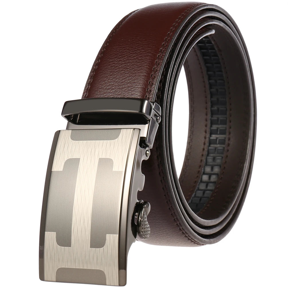 JMT-145418 Adjustable Casual Automatic Leather Belt for Men - Model LY55-7777-1