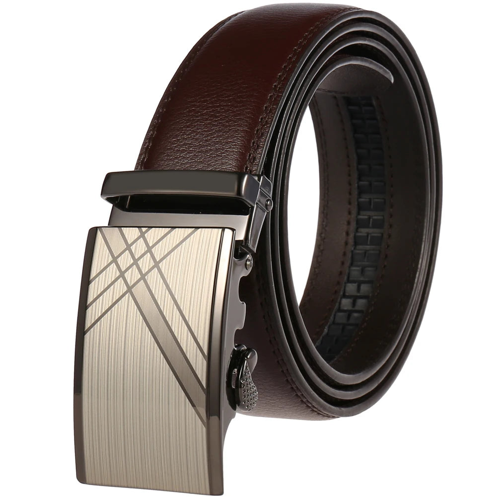 JMT-145418 Adjustable Casual Automatic Leather Belt for Men - Model LY55-7777-1
