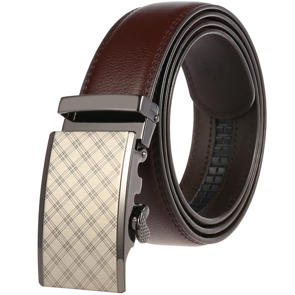 JMT-145418 Adjustable Casual Automatic Leather Belt for Men - Model LY55-7777-1