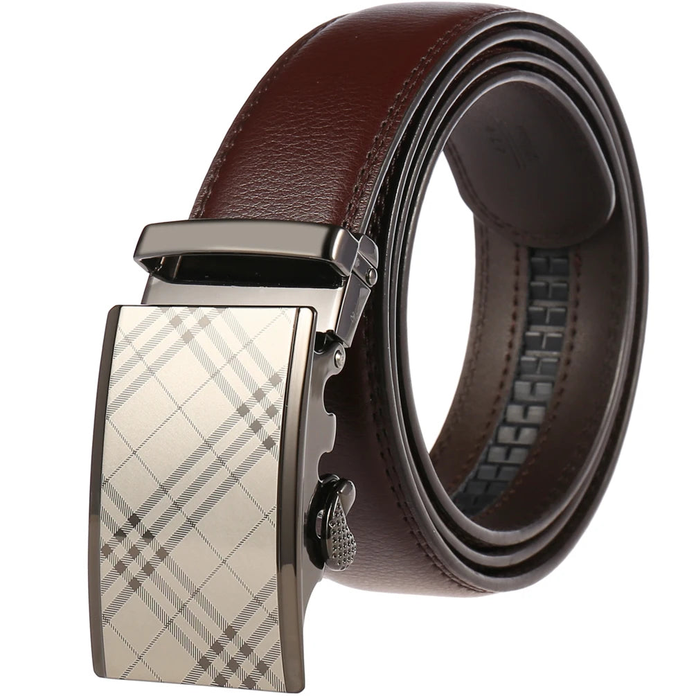 JMT-145418 Adjustable Casual Automatic Leather Belt for Men - Model LY55-7777-1