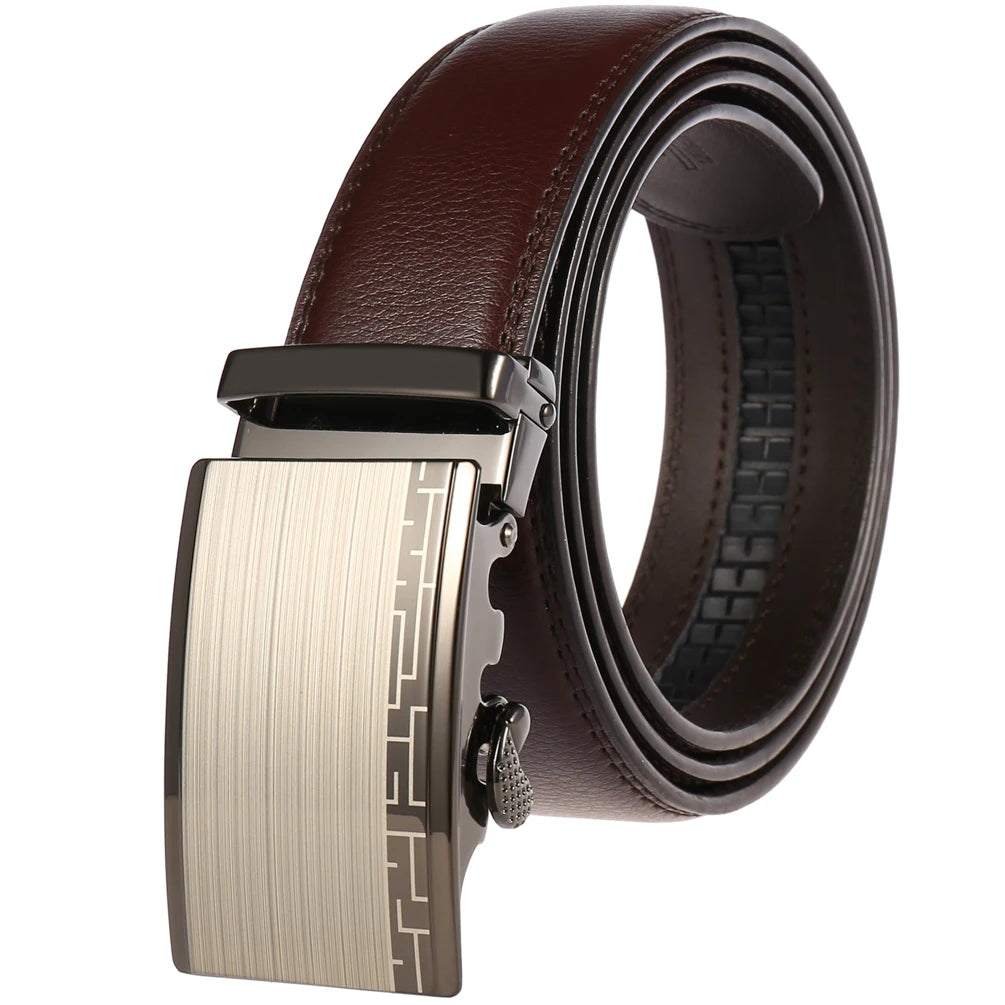JMT-145418 Adjustable Casual Automatic Leather Belt for Men - Model LY55-7777-1