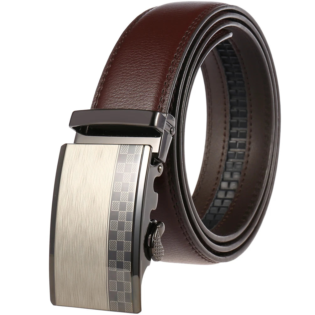 JMT-145418 Adjustable Casual Automatic Leather Belt for Men - Model LY55-7777-1