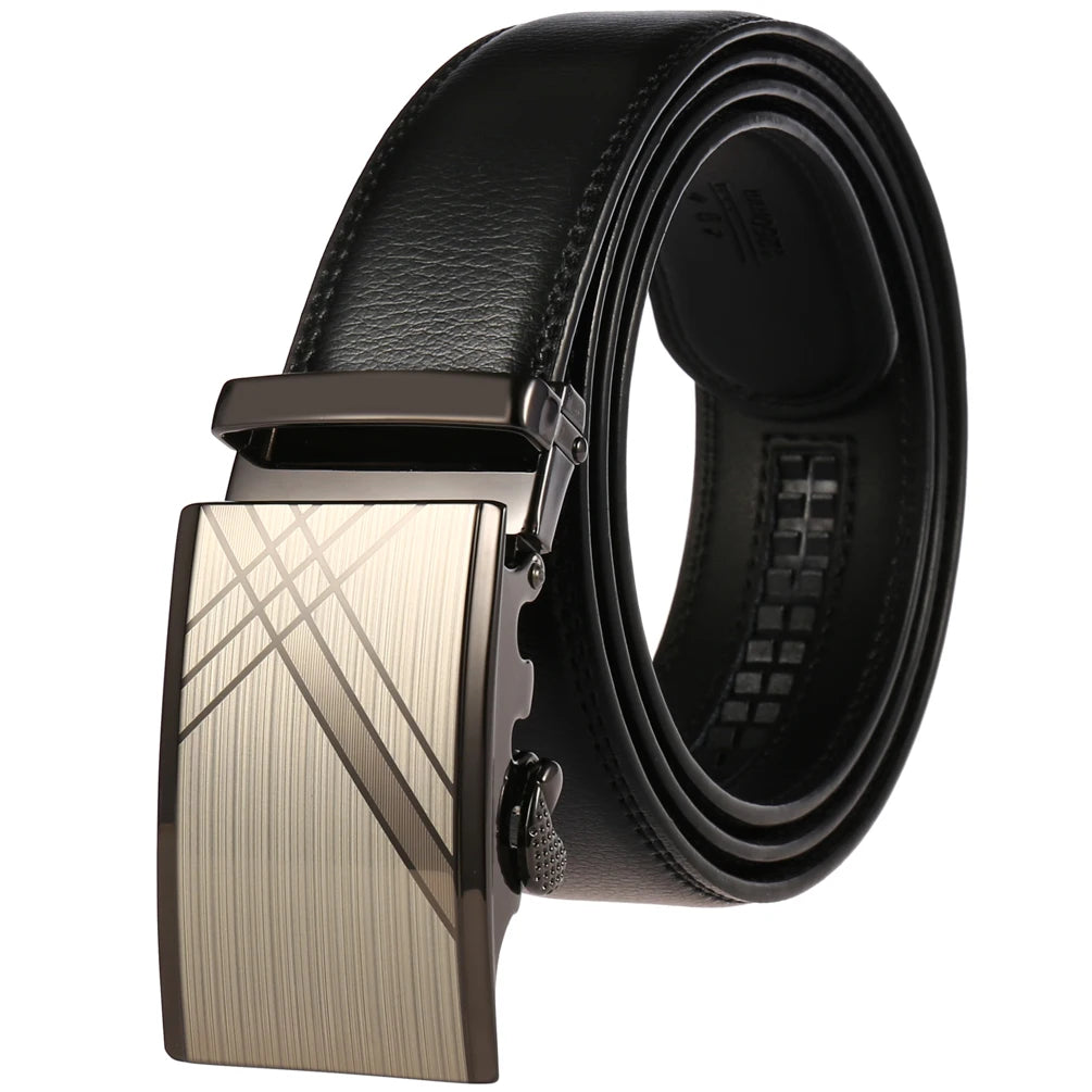 JMT-145418 Adjustable Casual Automatic Leather Belt for Men - Model LY55-7777-1
