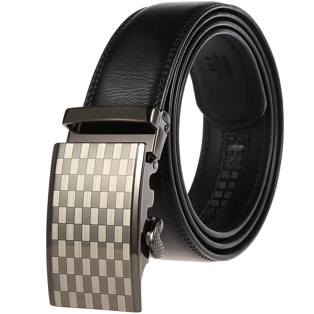 JMT-145418 Adjustable Casual Automatic Leather Belt for Men - Model LY55-7777-1
