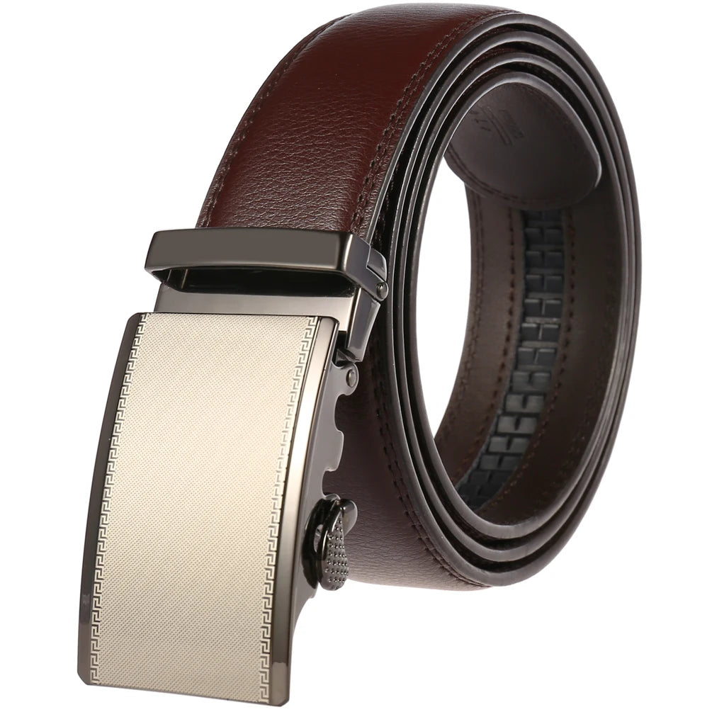 JMT-145418 Adjustable Casual Automatic Leather Belt for Men - Model LY55-7777-1