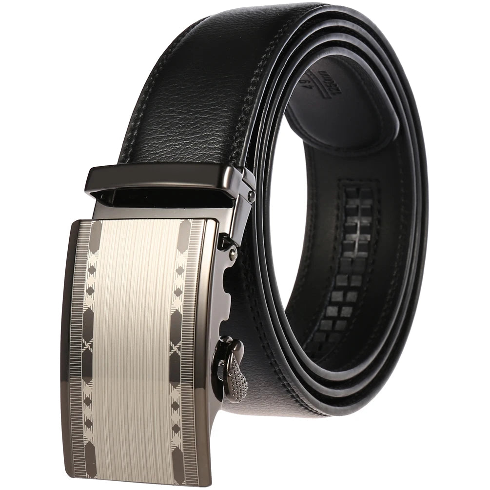 JMT-145418 Adjustable Casual Automatic Leather Belt for Men - Model LY55-7777-1