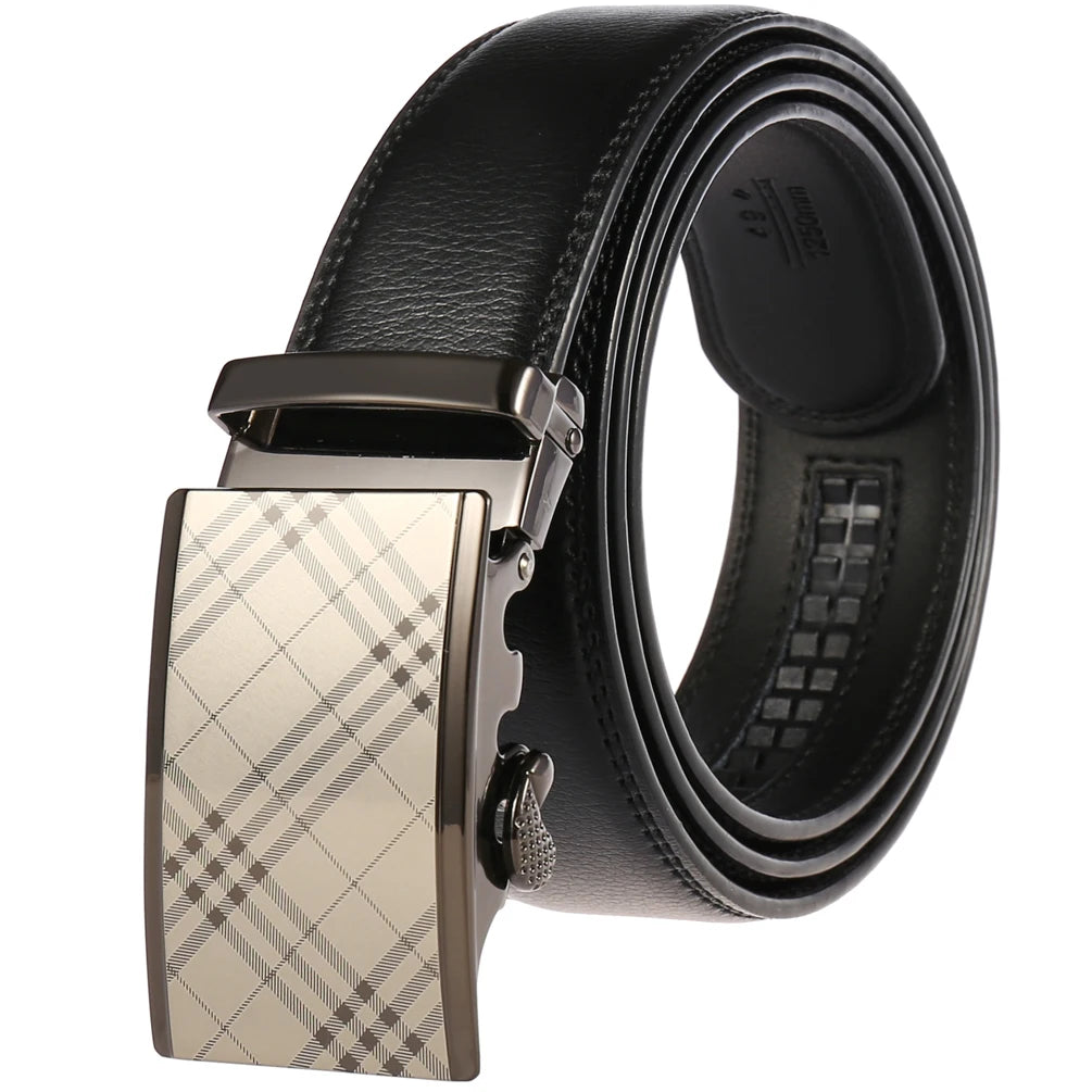 JMT-145418 Adjustable Casual Automatic Leather Belt for Men - Model LY55-7777-1