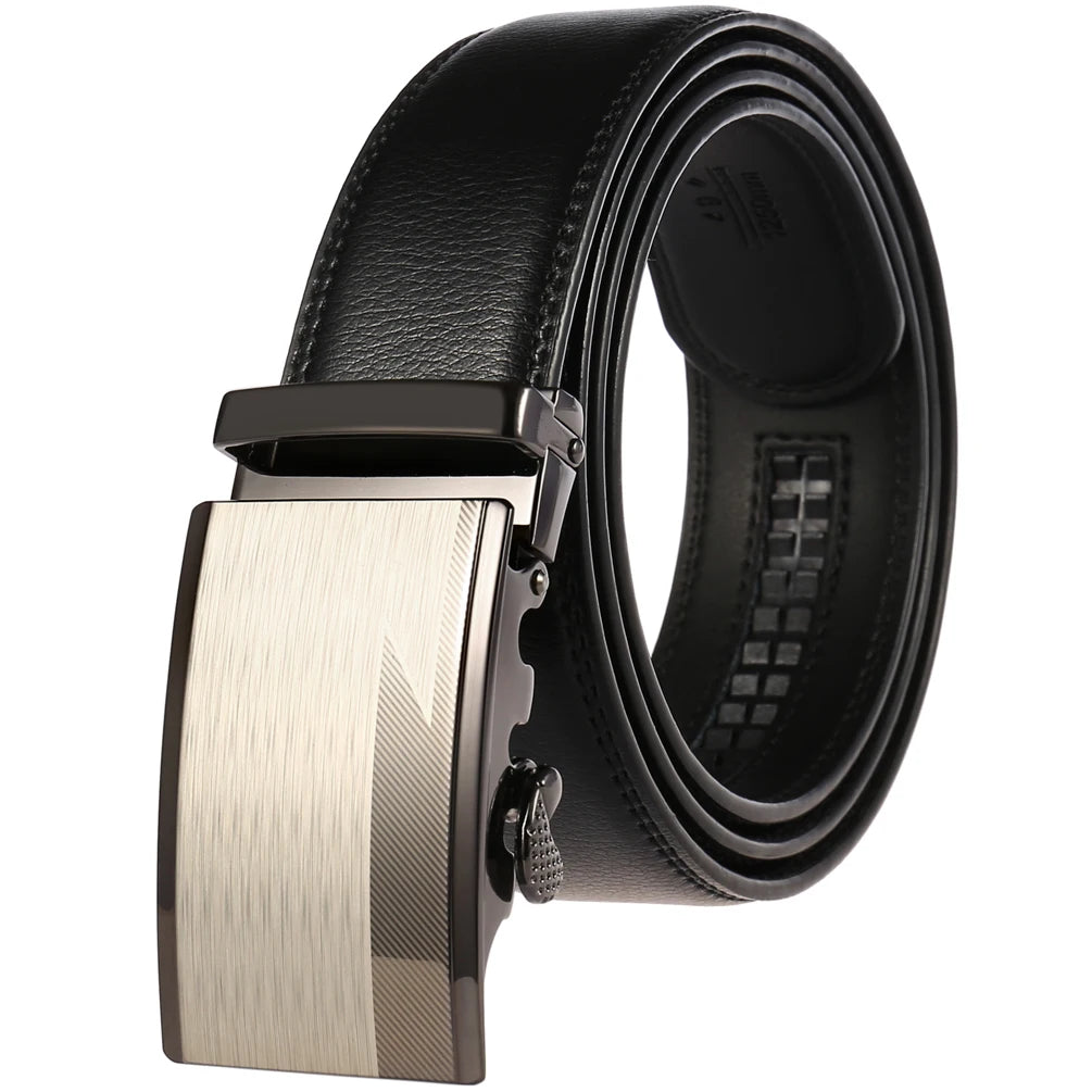 JMT-145418 Adjustable Casual Automatic Leather Belt for Men - Model LY55-7777-1