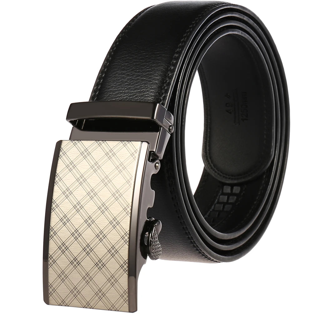 JMT-145418 Adjustable Casual Automatic Leather Belt for Men - Model LY55-7777-1