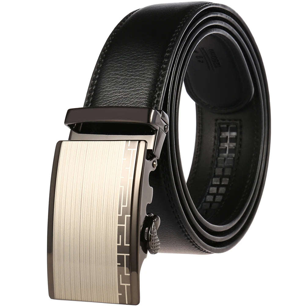 JMT-145418 Adjustable Casual Automatic Leather Belt for Men - Model LY55-7777-1