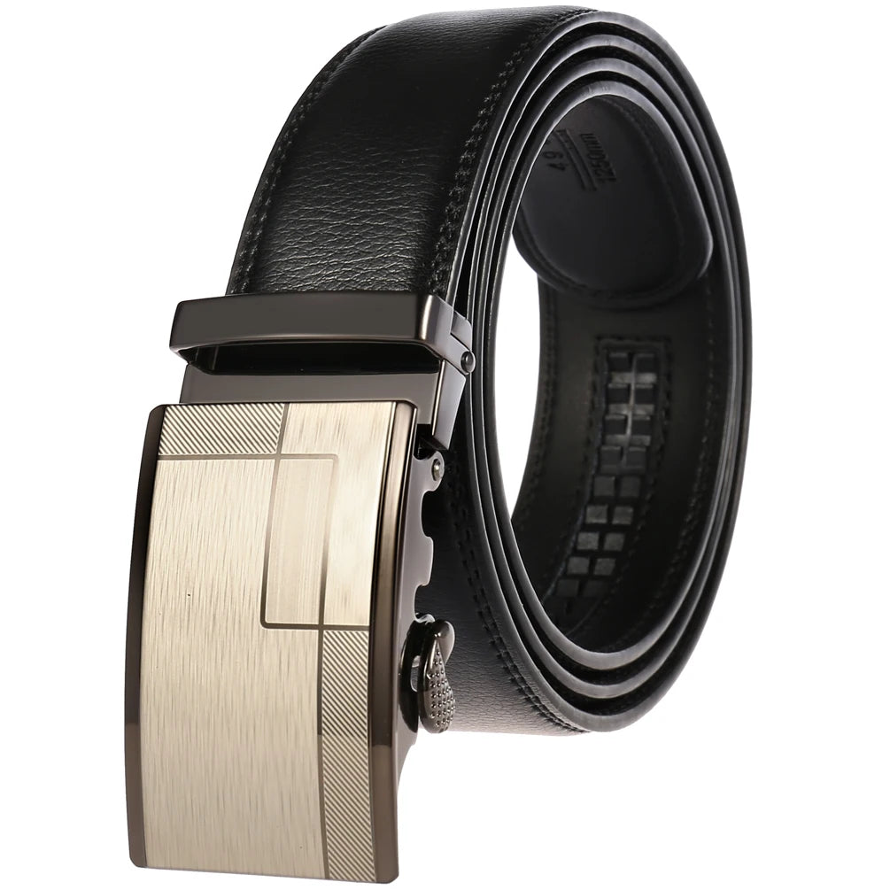 JMT-145418 Adjustable Casual Automatic Leather Belt for Men - Model LY55-7777-1