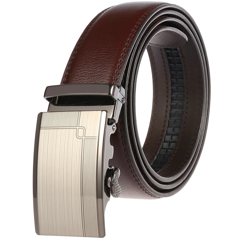JMT-145418 Adjustable Casual Automatic Leather Belt for Men - Model LY55-7777-1