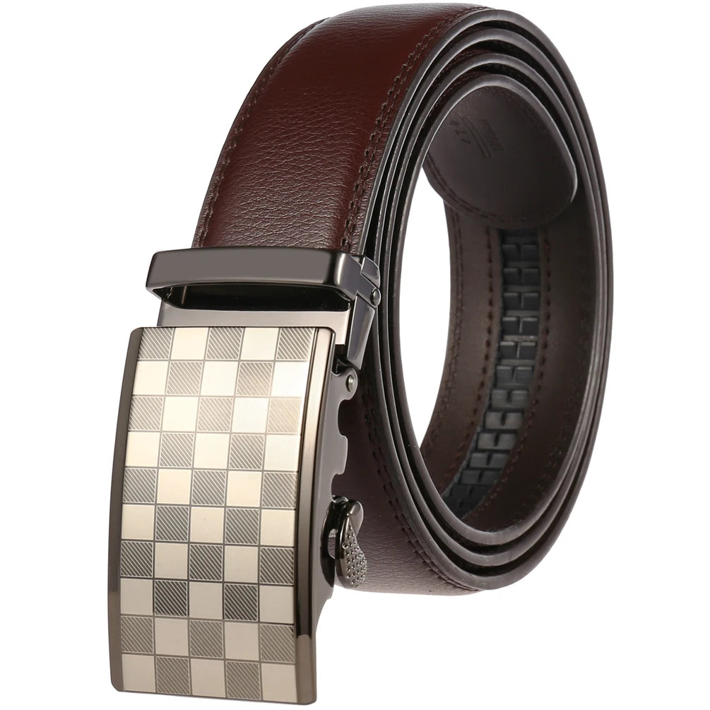 JMT-145418 Adjustable Casual Automatic Leather Belt for Men - Model LY55-7777-1