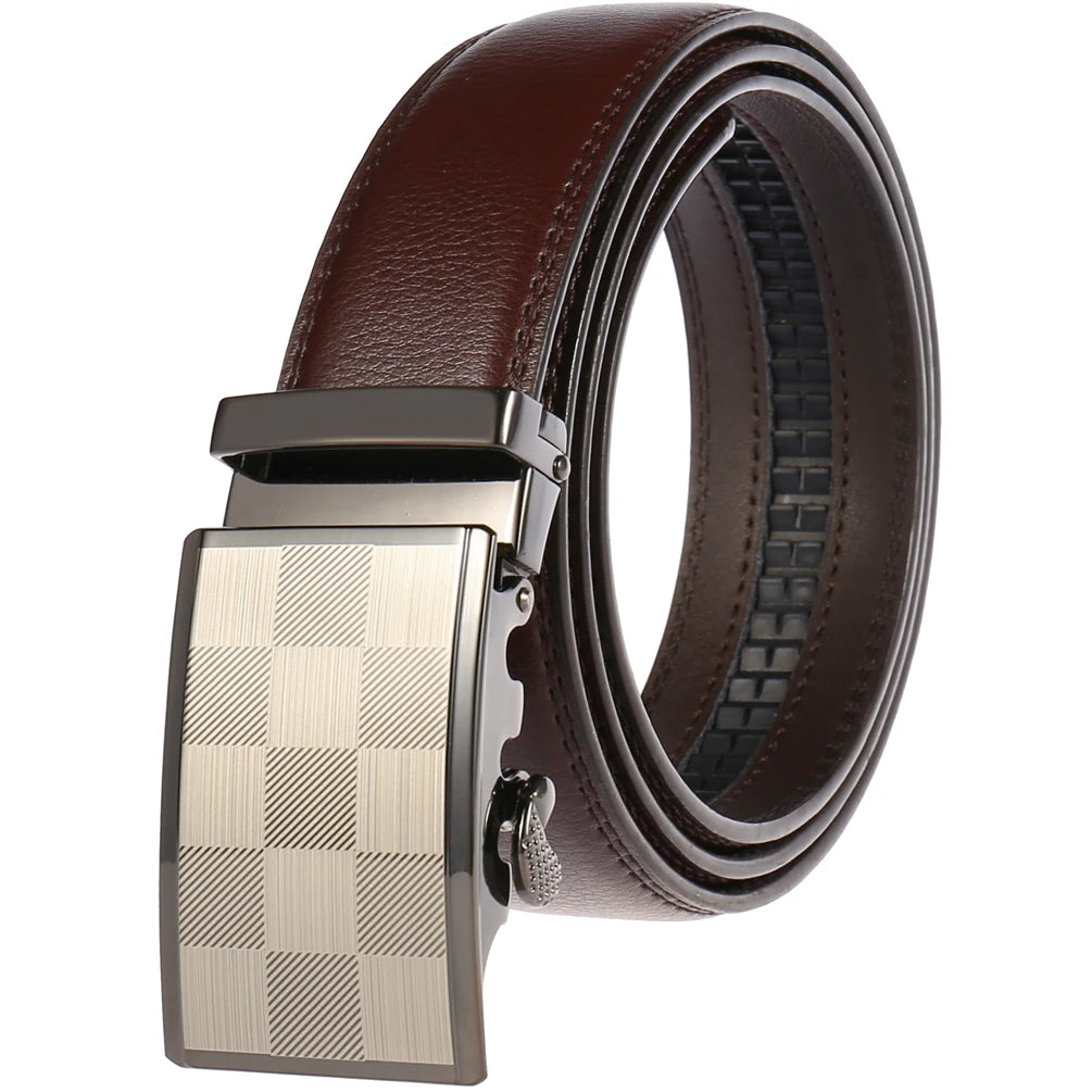 JMT-145418 Adjustable Casual Automatic Leather Belt for Men - Model LY55-7777-1