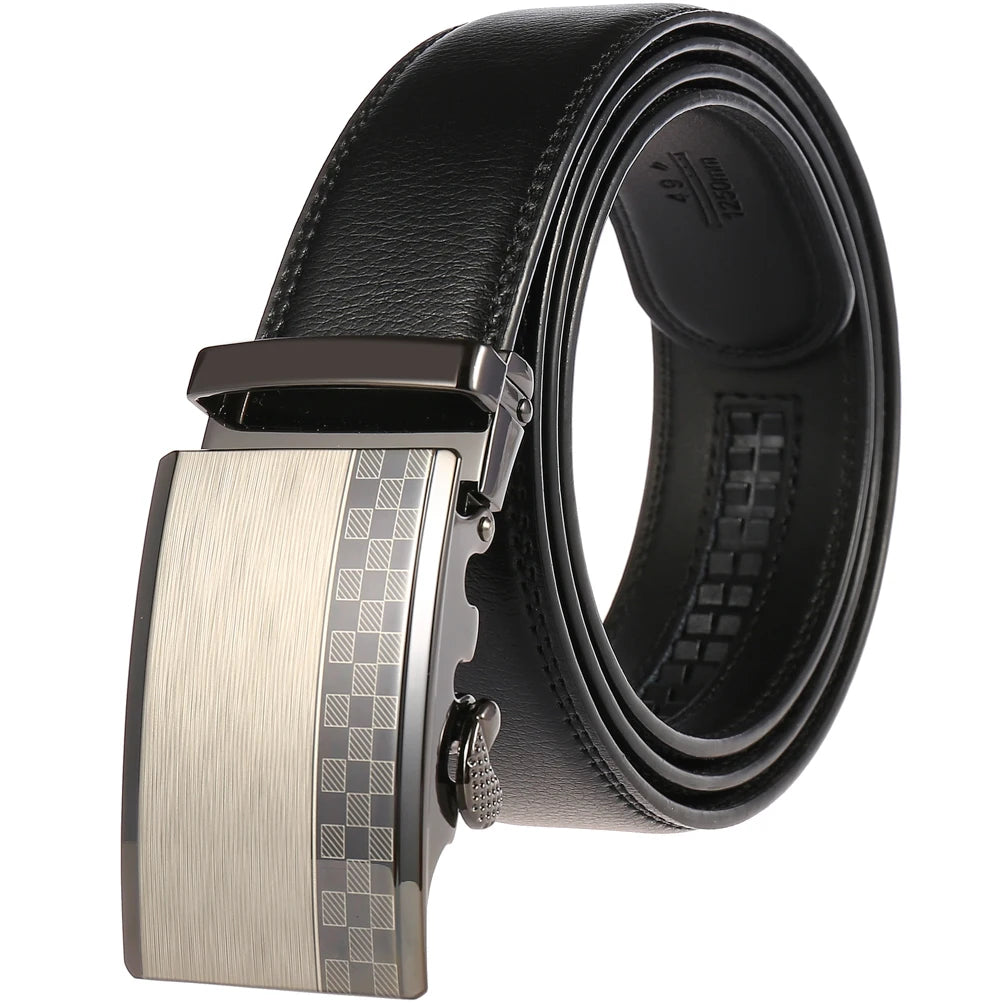 JMT-145418 Adjustable Casual Automatic Leather Belt for Men - Model LY55-7777-1