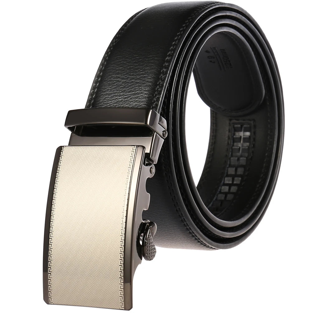 JMT-145418 Adjustable Casual Automatic Leather Belt for Men - Model LY55-7777-1