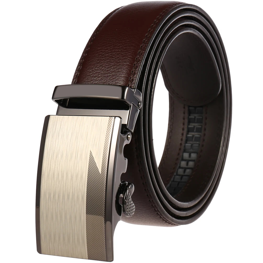JMT-145418 Adjustable Casual Automatic Leather Belt for Men - Model LY55-7777-1