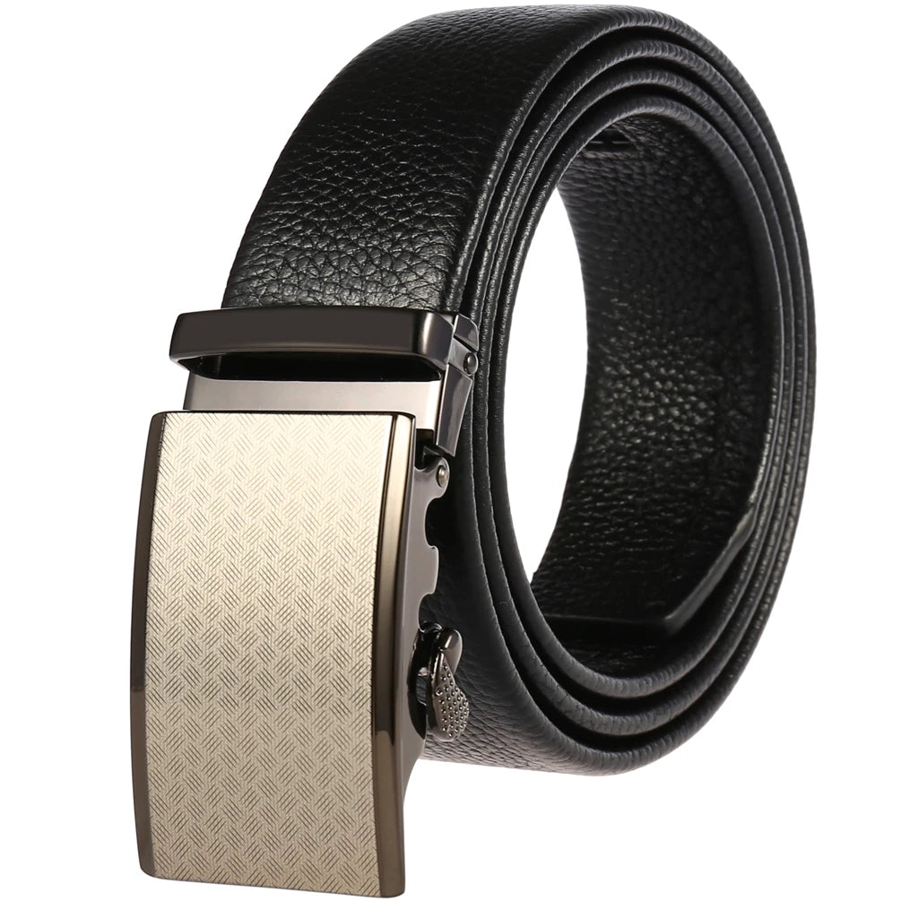 JMT-145418 Adjustable Casual Automatic Leather Belt for Men - Model LY55-7777-1