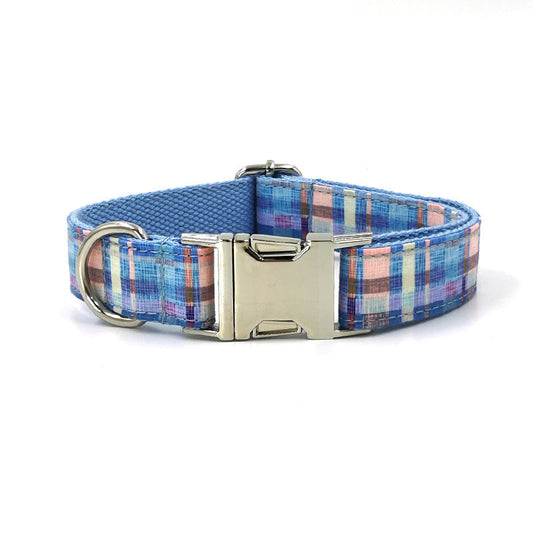 JMT-145482 Plaid Double-Layer Dog Collar with Bow Tie - Comfortable and Durable Pet Accessory