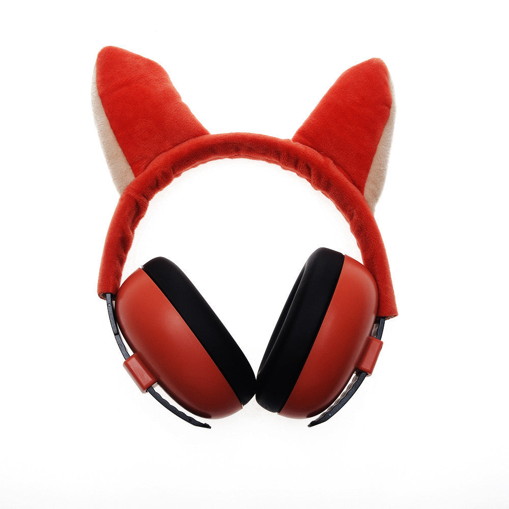 JMT-145802 Children's Soundproof Flannel Earmuffs – Stylish Anti-Noise Protection in Fox, Frog, or Giraffe Design
