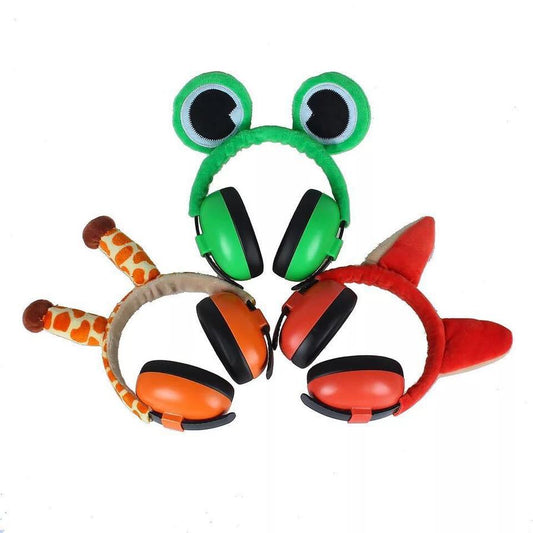 JMT-145802 Children's Soundproof Flannel Earmuffs – Stylish Anti-Noise Protection in Fox, Frog, or Giraffe Design