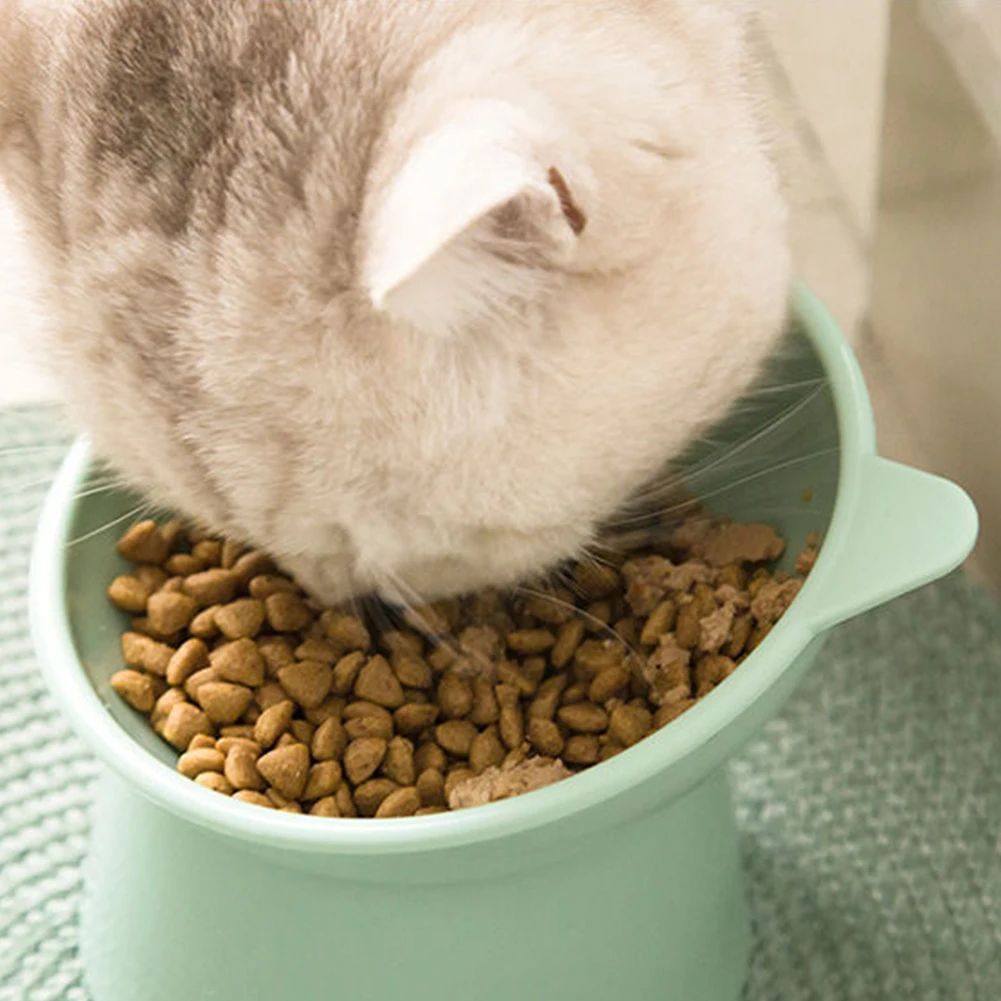 JMT-145994 Elevated Ergonomic Cat Food Bowl for Comfortable Feeding and Reduced Vomiting, Non-Slip Plastic Design