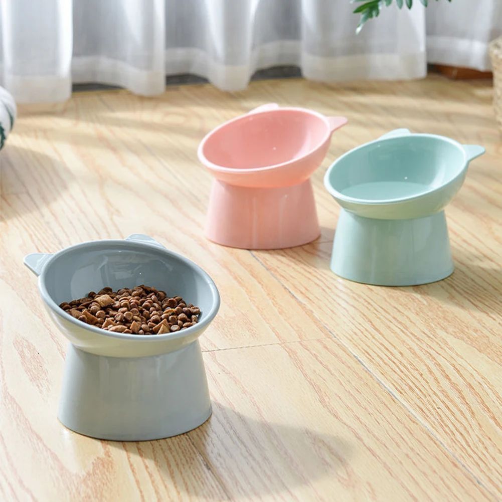 JMT-145994 Elevated Ergonomic Cat Food Bowl for Comfortable Feeding and Reduced Vomiting, Non-Slip Plastic Design