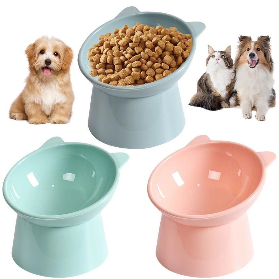 JMT-145994 Elevated Ergonomic Cat Food Bowl for Comfortable Feeding and Reduced Vomiting, Non-Slip Plastic Design