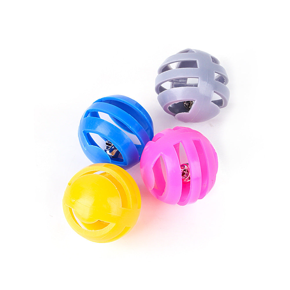 JMT-146122 Colorful Plastic Bell Ball for Cats - 3.8cm Diameter Pet Toy