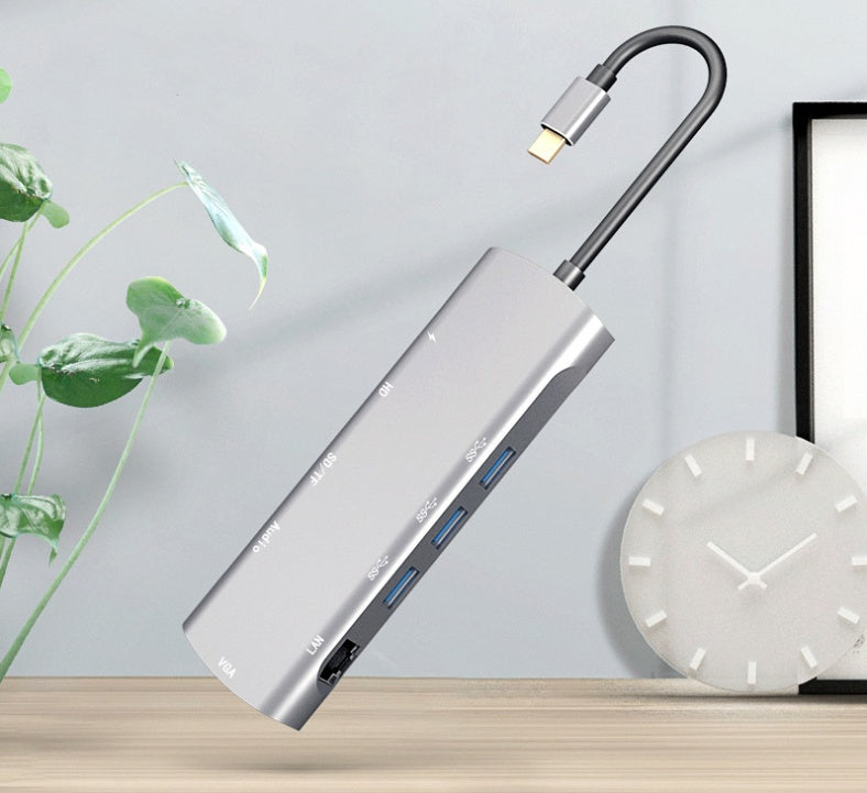 JMT-146314 4K USB-C Docking Station with HDMI and VGA Ports, Aluminum Alloy Shell, PD3.0 Fast Charge, 140mm Cable Length