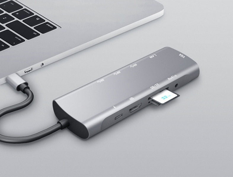 JMT-146314 4K USB-C Docking Station with HDMI and VGA Ports, Aluminum Alloy Shell, PD3.0 Fast Charge, 140mm Cable Length