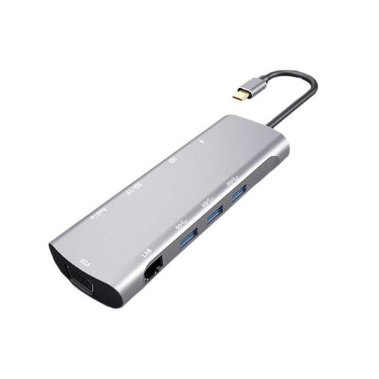 JMT-146314 4K USB-C Docking Station with HDMI and VGA Ports, Aluminum Alloy Shell, PD3.0 Fast Charge, 140mm Cable Length