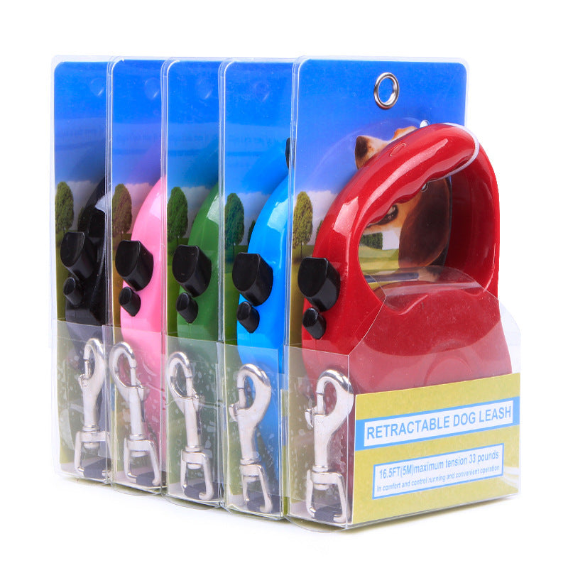 JMT-146314 Automatic Telescopic Dog and Cat Traction Rope – Durable Nylon with Chrome-Plated Fasteners, 3M/15M Options, Multiple Colors Available