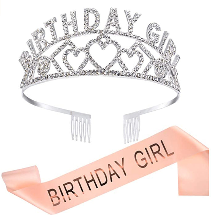 JMT-146506 Elegant Crown Tiara Headband Set for Birthday Parties and Celebrations