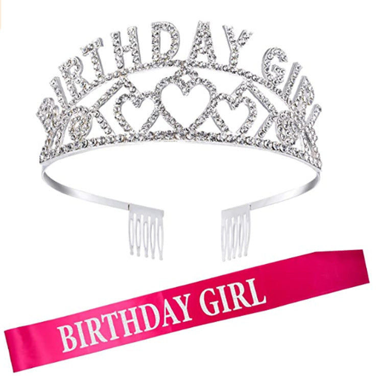 JMT-146506 Elegant Crown Tiara Headband Set for Birthday Parties and Celebrations