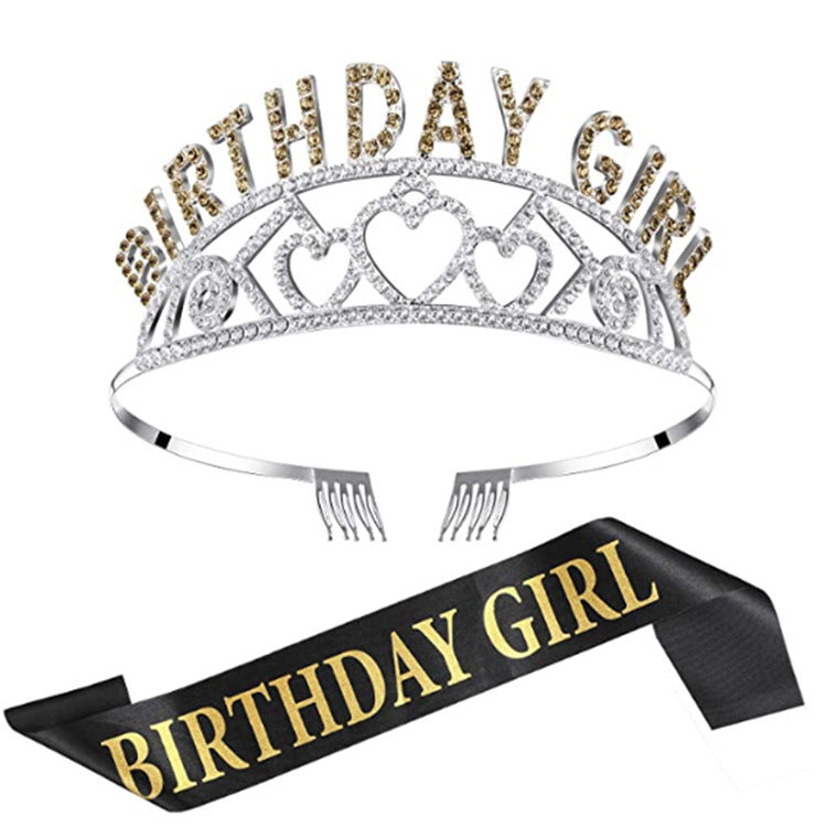 JMT-146506 Elegant Crown Tiara Headband Set for Birthday Parties and Celebrations
