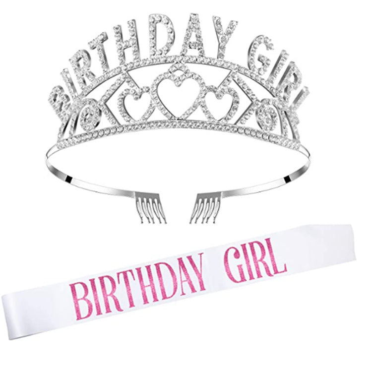 JMT-146506 Elegant Crown Tiara Headband Set for Birthday Parties and Celebrations