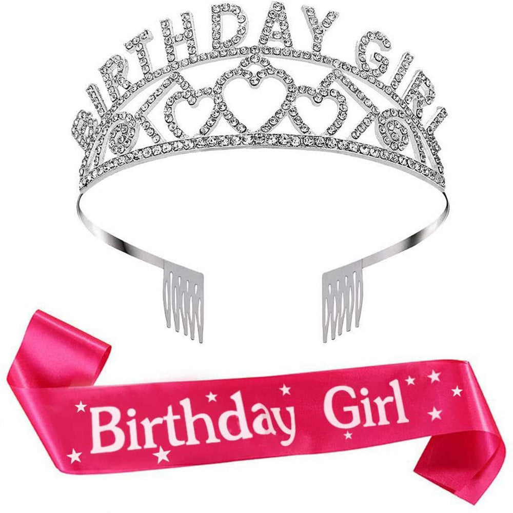 JMT-146506 Elegant Crown Tiara Headband Set for Birthday Parties and Celebrations