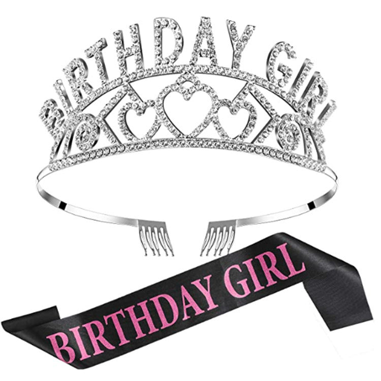 JMT-146506 Elegant Crown Tiara Headband Set for Birthday Parties and Celebrations