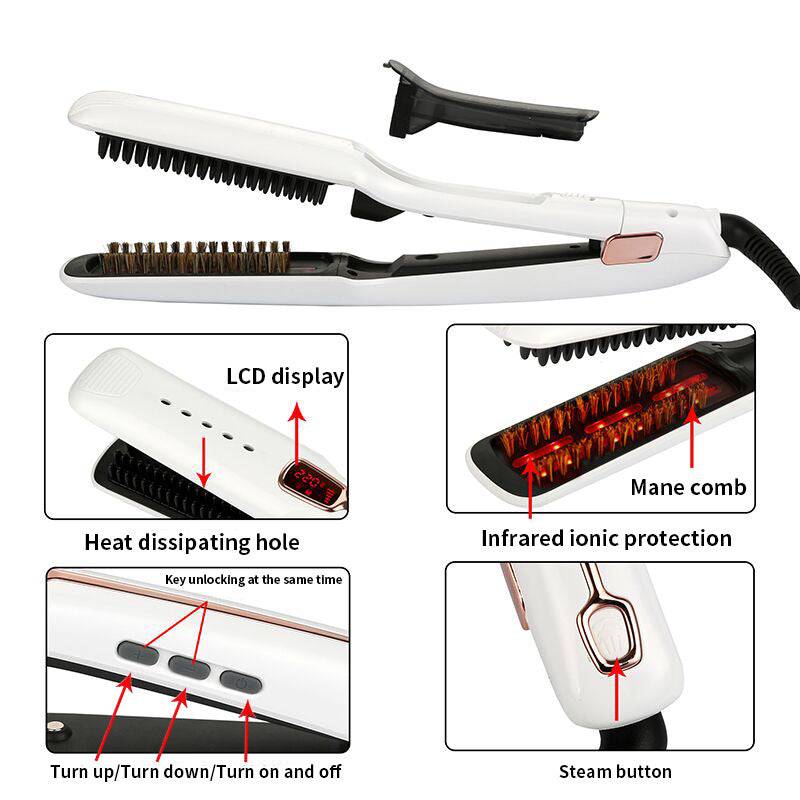 JMT-146954 Multifunctional Negative Ion Infrared Steam Hair Straightening Comb with Self-Locking Feature and Temperature Control