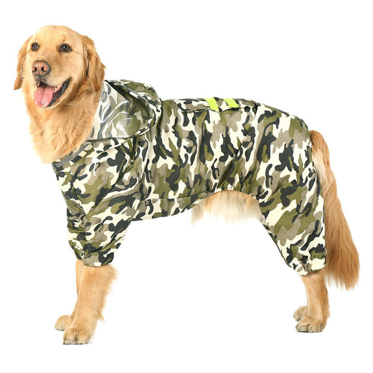 JMT-147594 Reflective Hooded Raincoat for Dogs - Medium Size, Available in Yellow, Pink, Camouflage, and Green