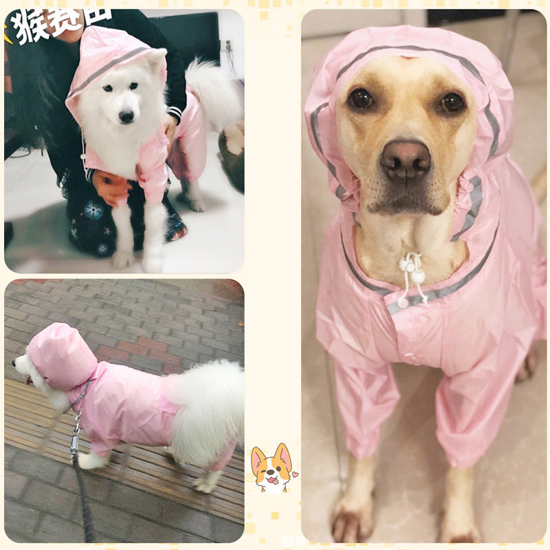 JMT-147594 Reflective Hooded Raincoat for Dogs - Medium Size, Available in Yellow, Pink, Camouflage, and Green